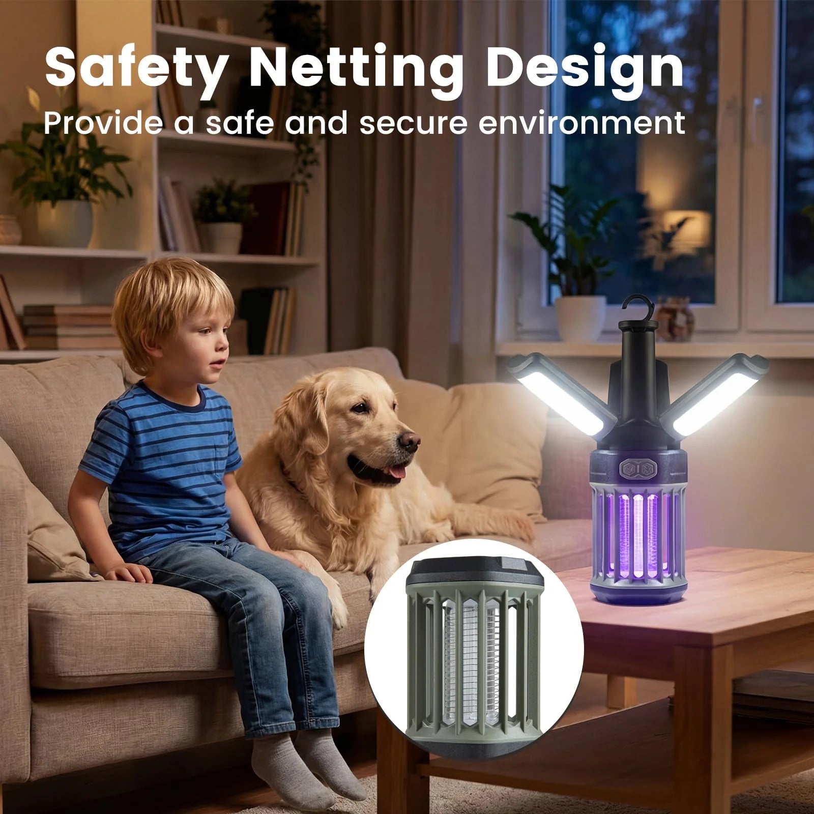 Tangkula 3-Petal Foldable Bug Zapper  Adjustable Lighting Modes Type-C Rechargeable