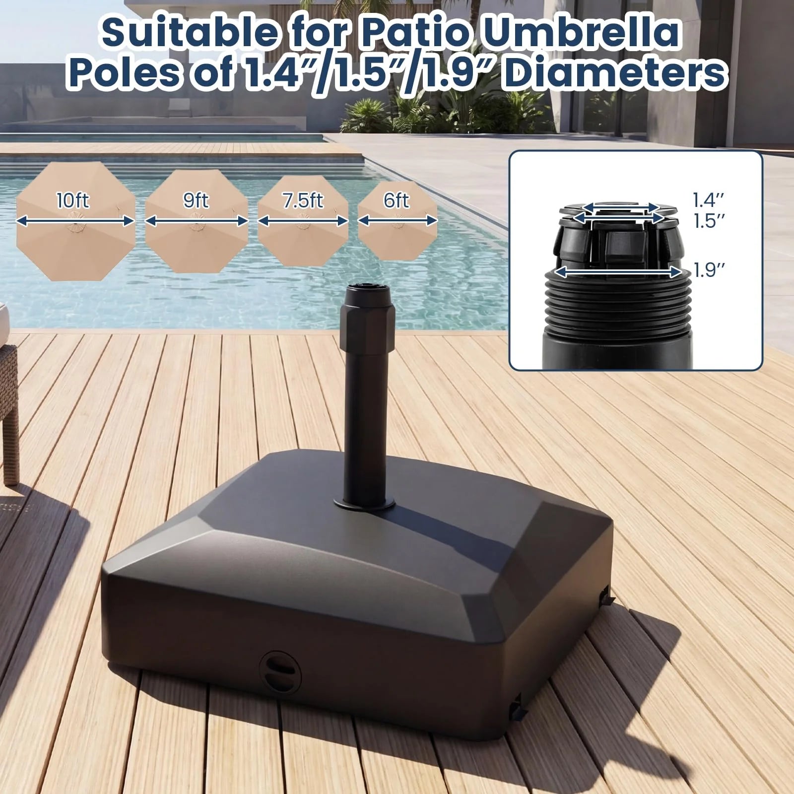 Tangkula 176 Lbs Umbrella Base with Wheels