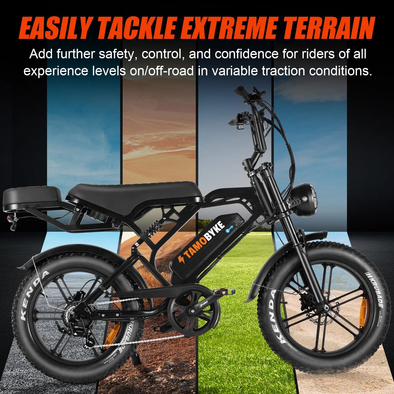 Tamobyke Electric Bike for Adults, Peak 1500W 28mph Mountain Ebike, 48V 15.6AH 20" Fat Tire Electric Bicycle Full Suspension UL2849