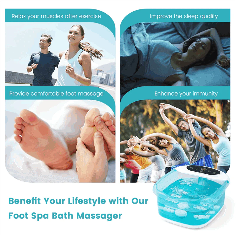 Foot Spa Bath Massager w/ Heat, Bubbles & Vibration Mode, Digital Temp Control, 12 Rollers, Pedicure Stone, Foot Soaker Tub for Relaxation