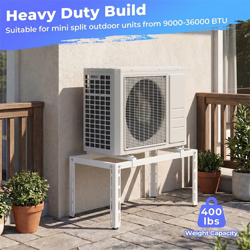 Mini Split Ground Stand for 9000-36000 BTU Ductless Air Conditioners Heat Pump, Anti-Vibration Heavy Duty Universal Outdoor AC Base Bracket