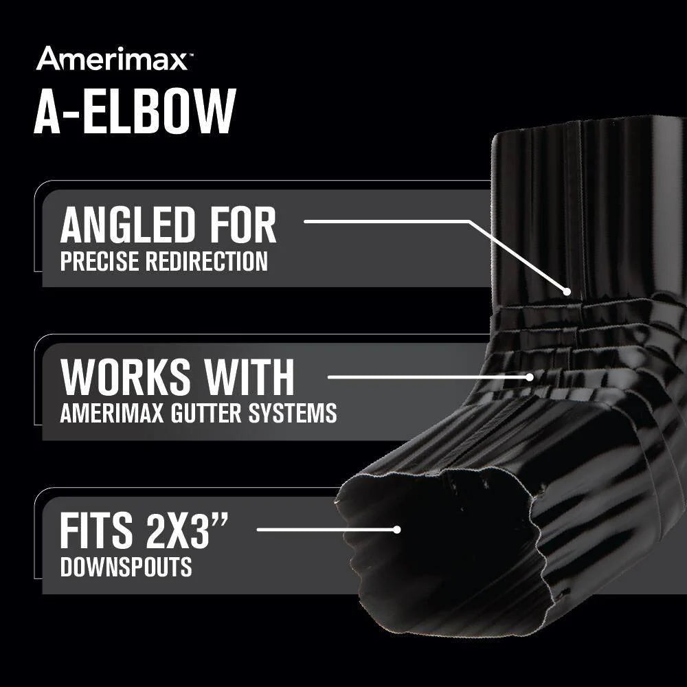 2 in. x 3 in. Black Aluminum Downspout A-Elbow