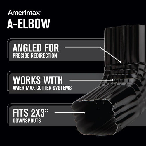2 in. x 3 in. Black Aluminum Downspout A-Elbow