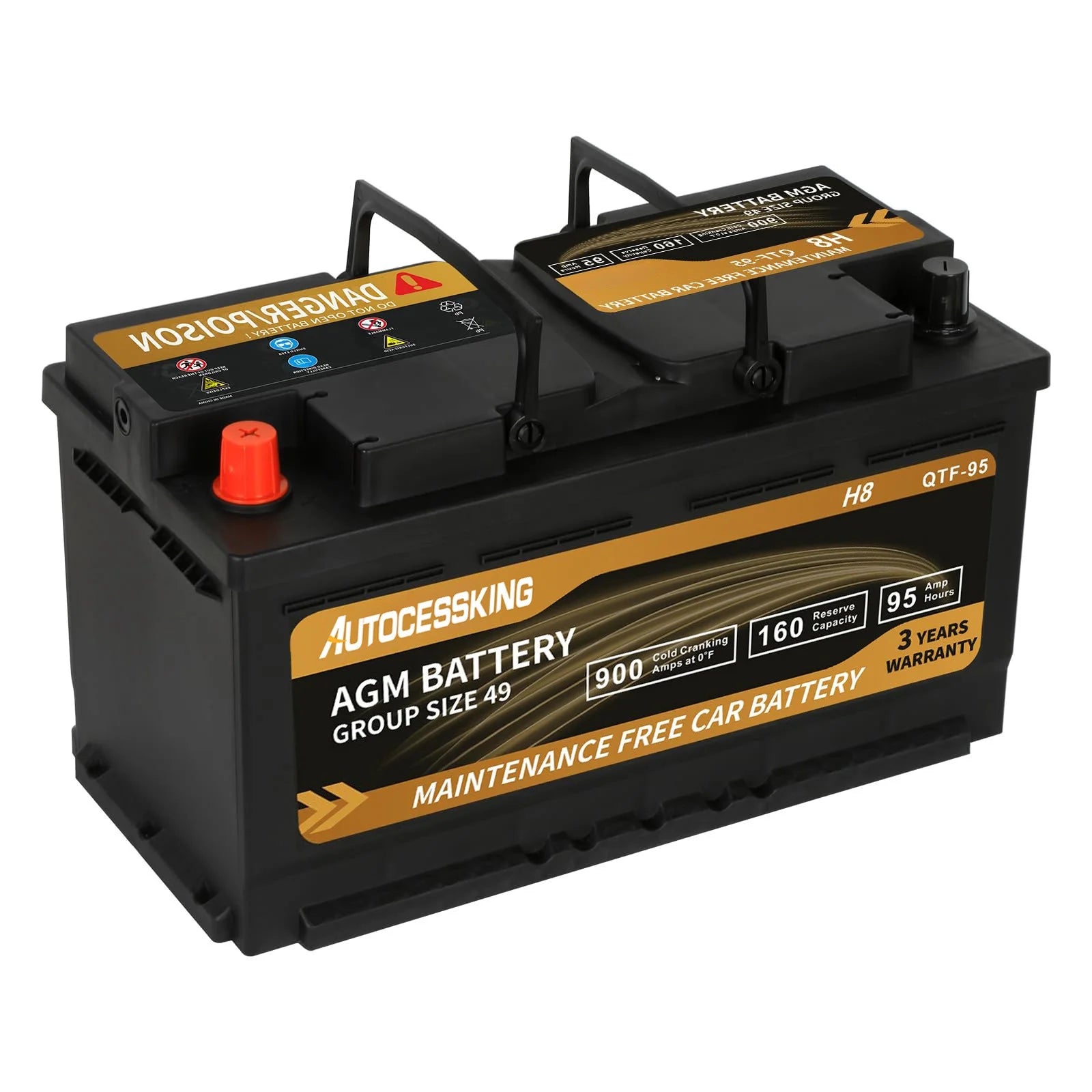 Autocessking Platinum AGM Battery, Group 47 Rechargeable Automotive Batteries for Car, 12V H5 680CCA 60ah 100RC