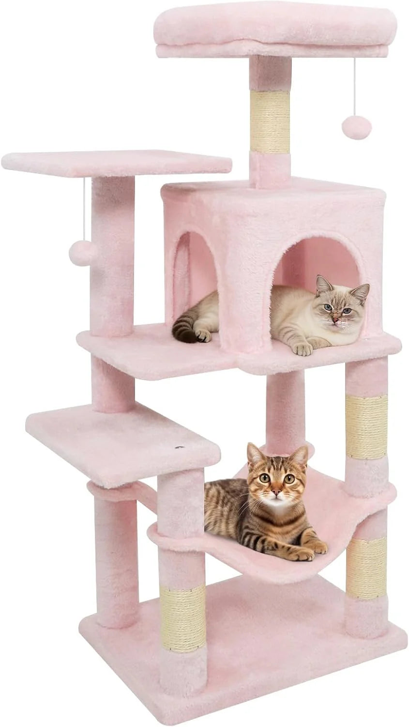 Tangkula 44 Inch Multi-Level Cat Tower with Sisal Scratching Posts