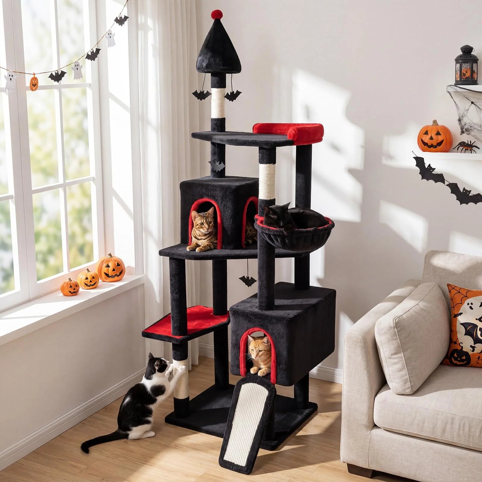 Tangkula 75" Gothic Cat Tree Halloween Cat Tower