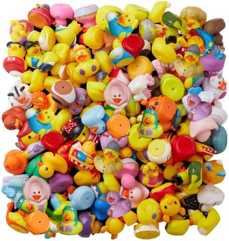 100 Pack Rubber Duck for Jeeps Ducking - 2" Bulk Floater Duck for Kids - Baby Bath Toy Assortment with Bag - Party Favors, Bath Time, Birthdays, and More (100 Varieties)