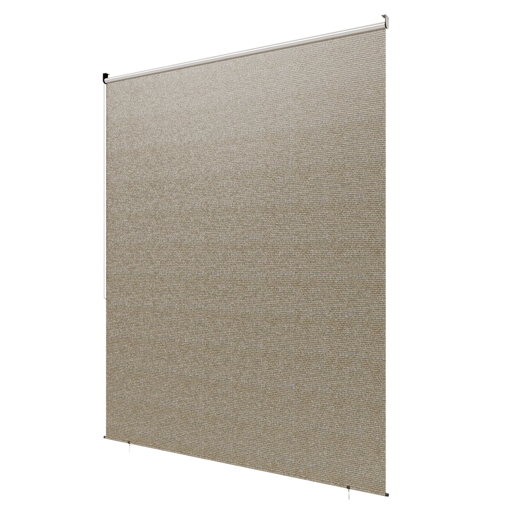 AECOJOY Outdoor Roller Shade, 8'(W) x8'(H) Sun Shade Cover Canopy, Mocha&Gray