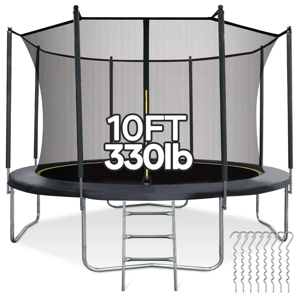 MARNUR 8FT Trampoline for Kids Trampoline with Enclosure Net, Ladder, Wind Stakes, Outdoor 330 lb Weight Capacity