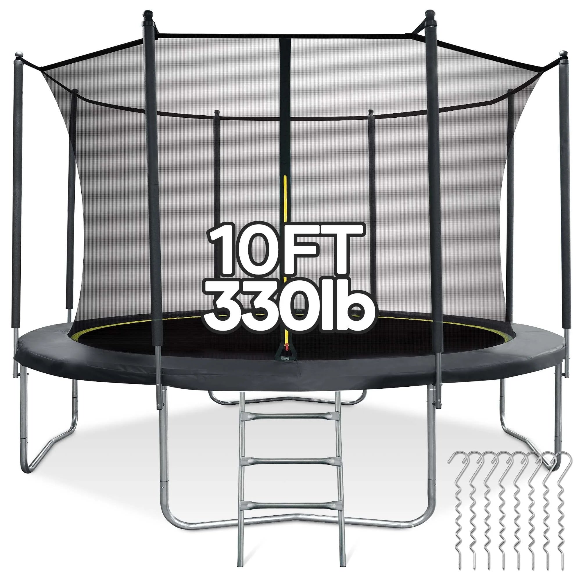 MARNUR 8FT Trampoline for Kids Trampoline with Enclosure Net, Ladder, Wind Stakes, Outdoor 330 lb Weight Capacity