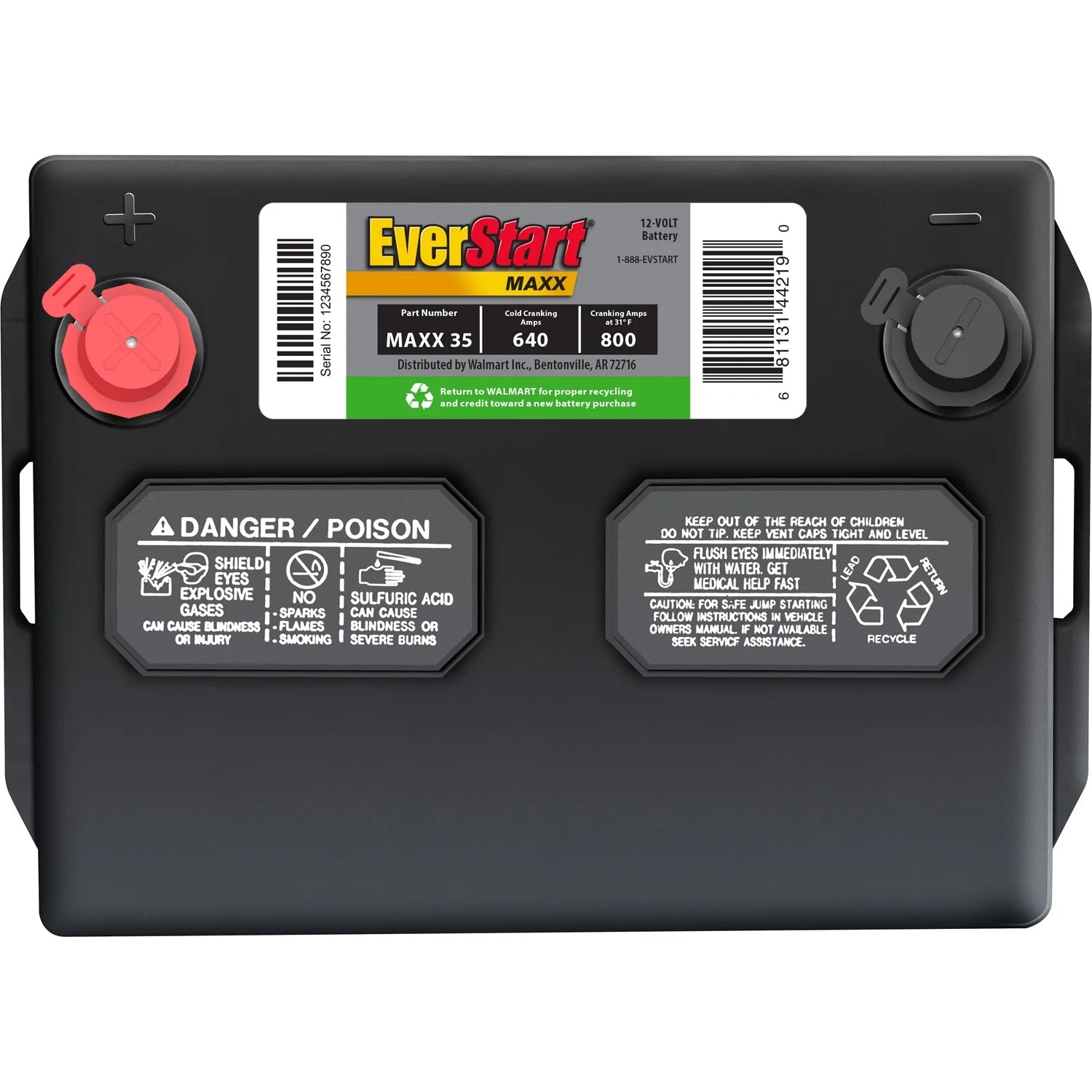Everstart Maxx Lead Acid Automotive Battery, Group Size 35 12 Volt, 640 CCA