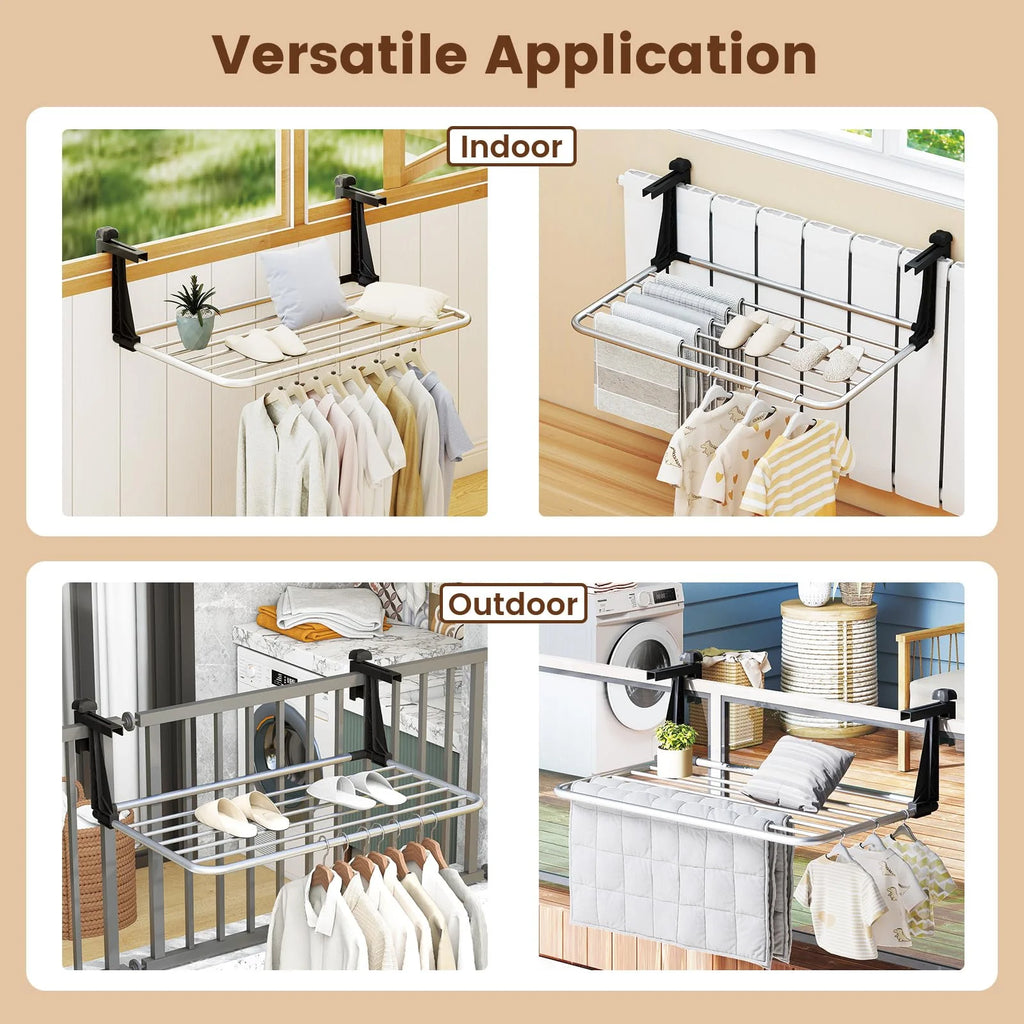 Tangkula Portable Aluminum Clothes and Towel Drying Rack
