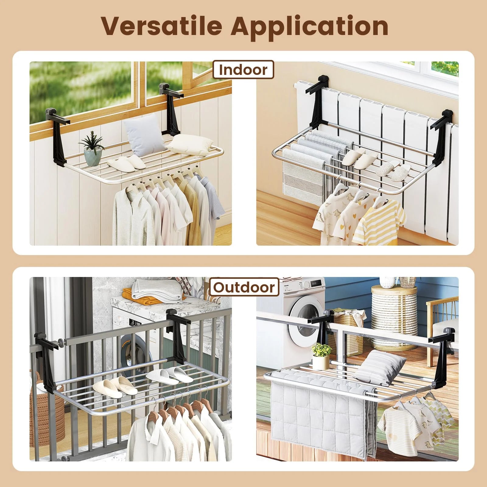 Tangkula Portable Aluminum Clothes and Towel Drying Rack