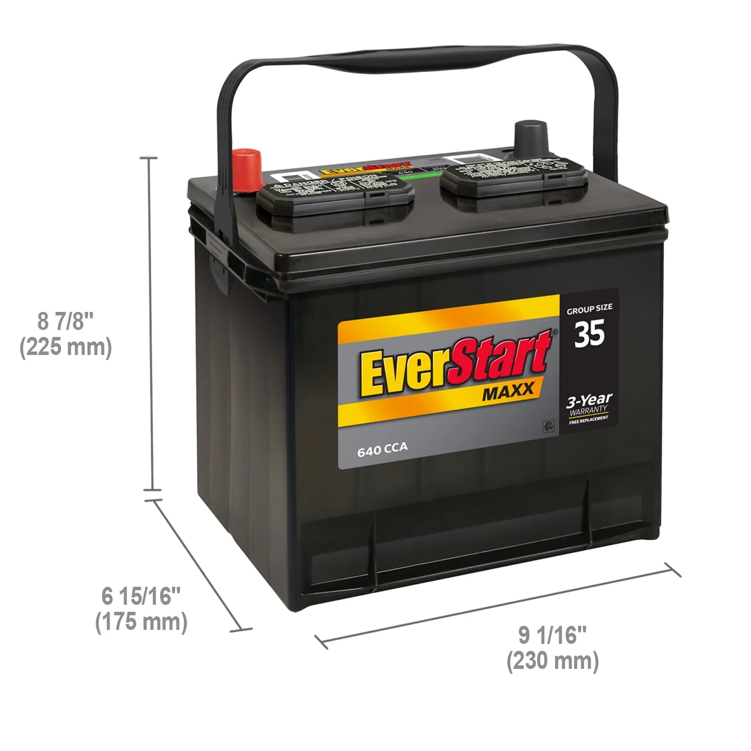 Everstart Maxx Lead Acid Automotive Battery, Group Size 35 12 Volt, 640 CCA