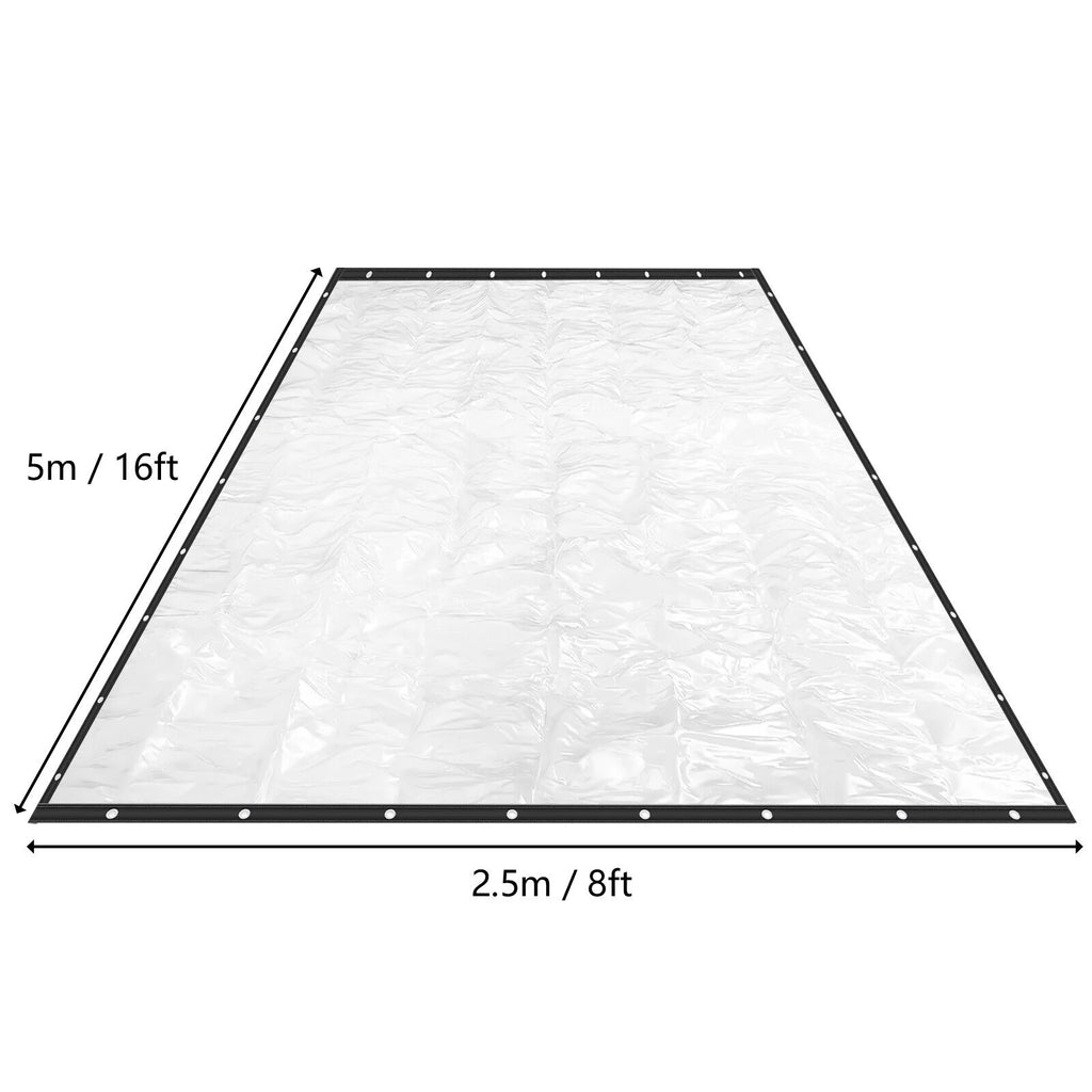 Clear Outdoor Clear PVC Tarp Curtain, Waterproof, Tear - Resistant, 8x16ft for Patios, Decks, Balconies, and Commercial Use