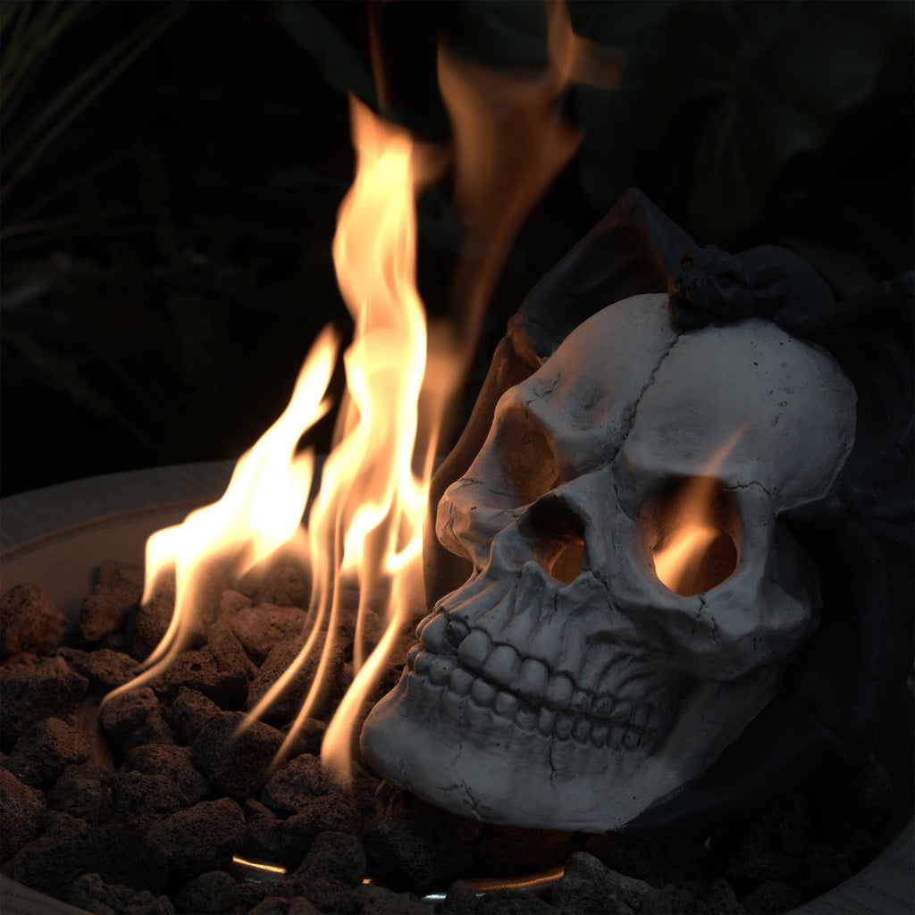 AECOJOY Fire Pit Demon Skull Gas Log for Ventless & Vent Free, Halloween Decor