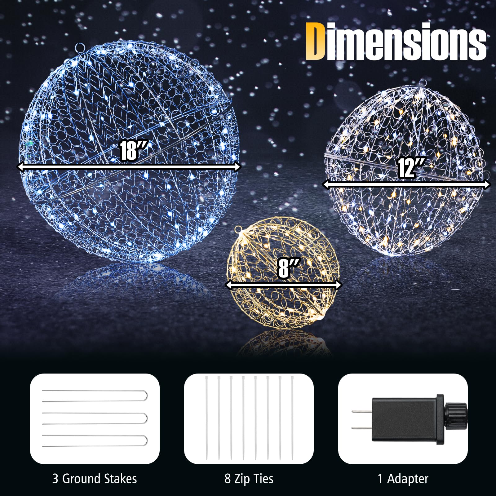 Tangkula 3 Pack Christmas LED Light Balls for Tree