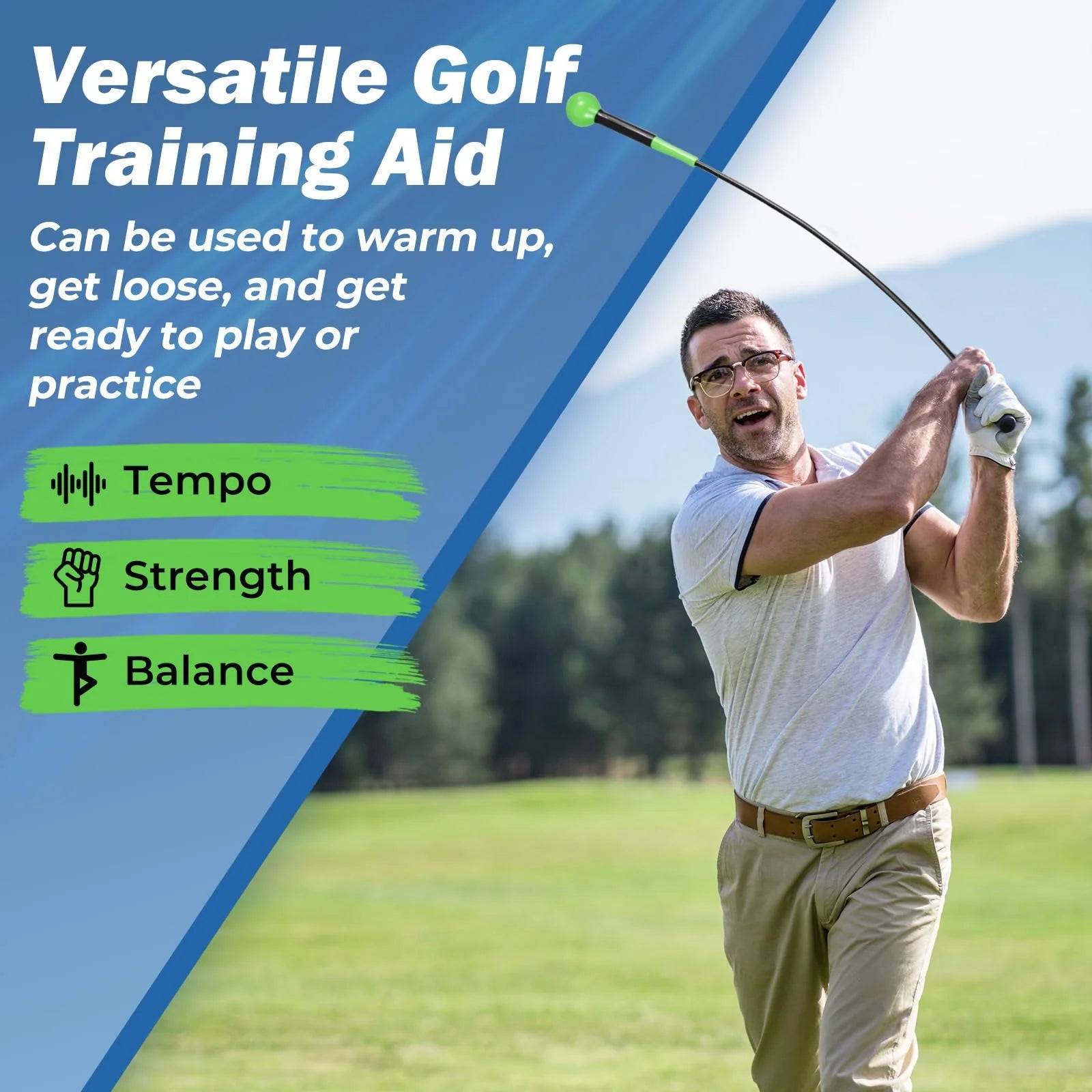 Tangkula Golf Swing Trainer 47"/40"/31.5" Warm-Up Golf Practice Training Aid with Weighted Head for Grip