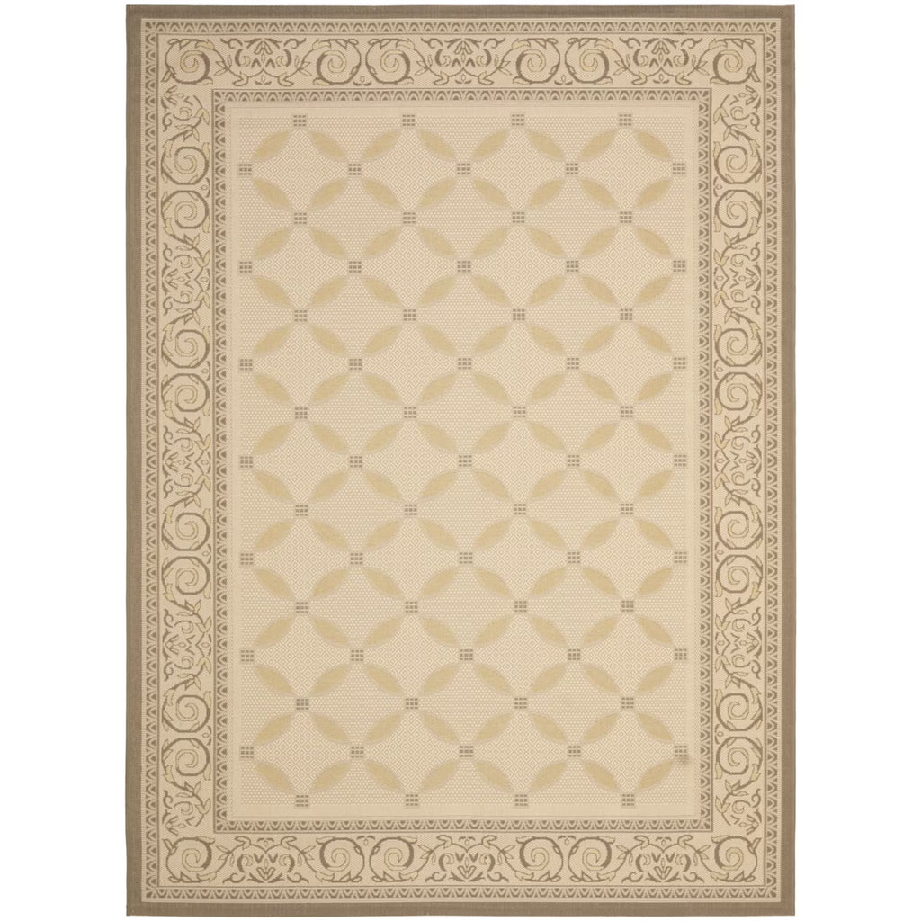 SAFAVIEH Courtyard Cohen Bordered Indoor/Outdoor Area Rug, Dark Beige/Beige, 9' x 12'