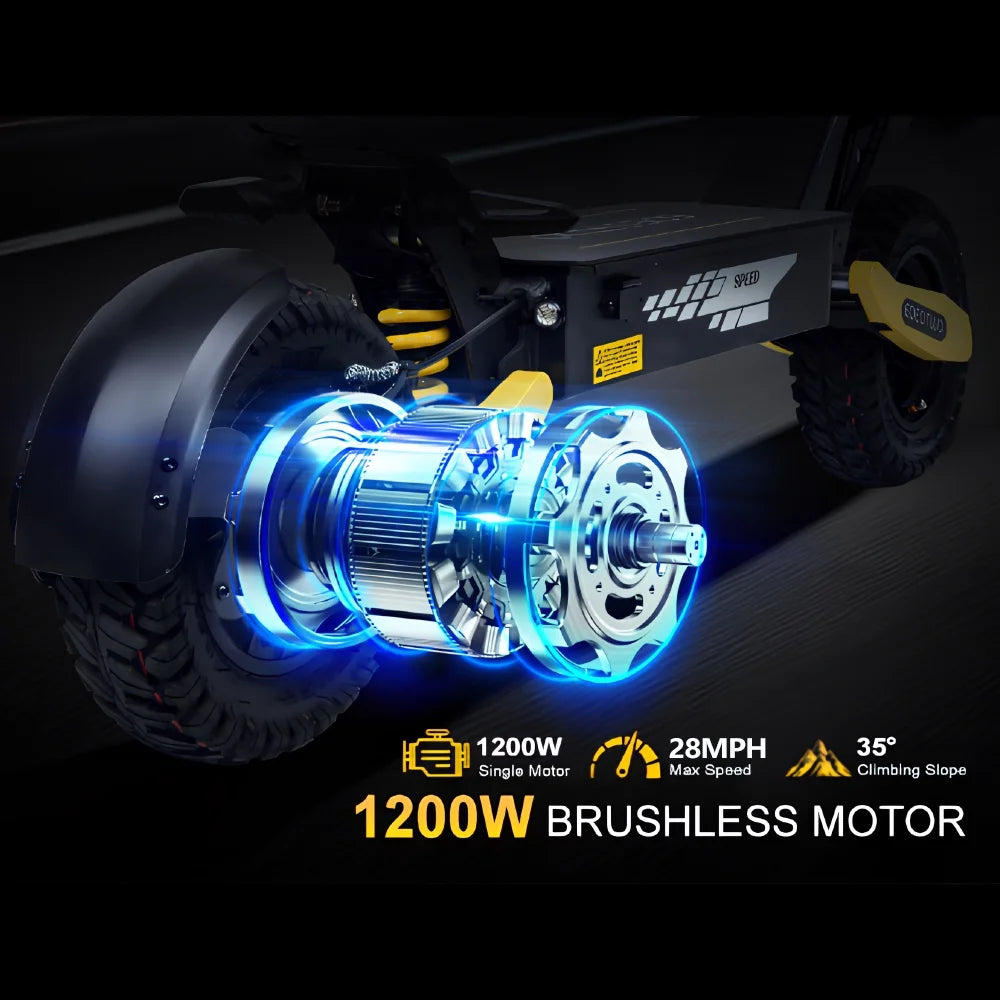 Off Road Electric Scooter for Adults, 1200W Motor Fast E Scooter, up to 28MPH Top Speed & 20miles Long Range, 11" Off - Road Tires, 330 lb MAX Load, Foldable
