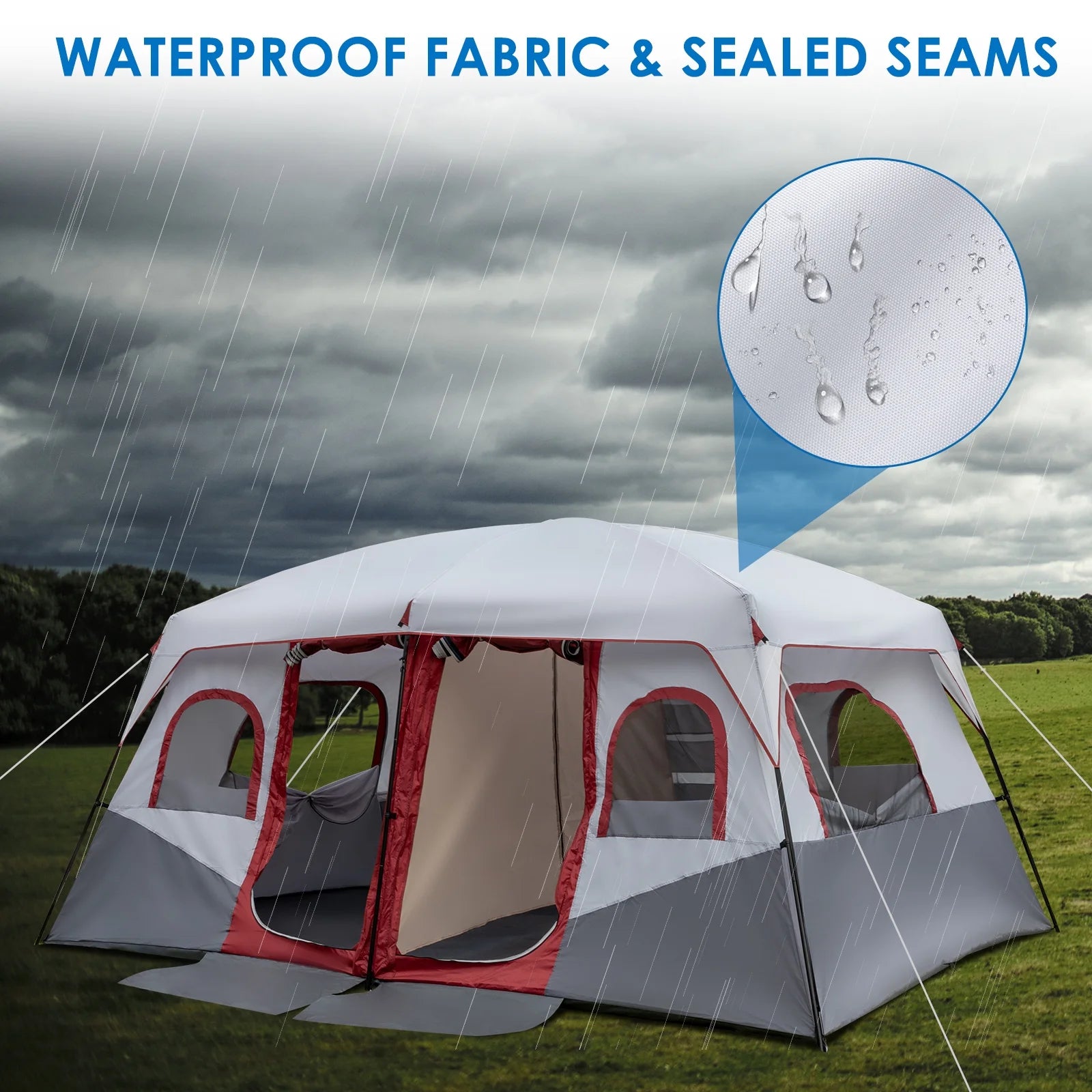 Zimtown 10 Person Tent Large Multi Room Tent for Family Camping Cabin Huge Tent with Carry Bag