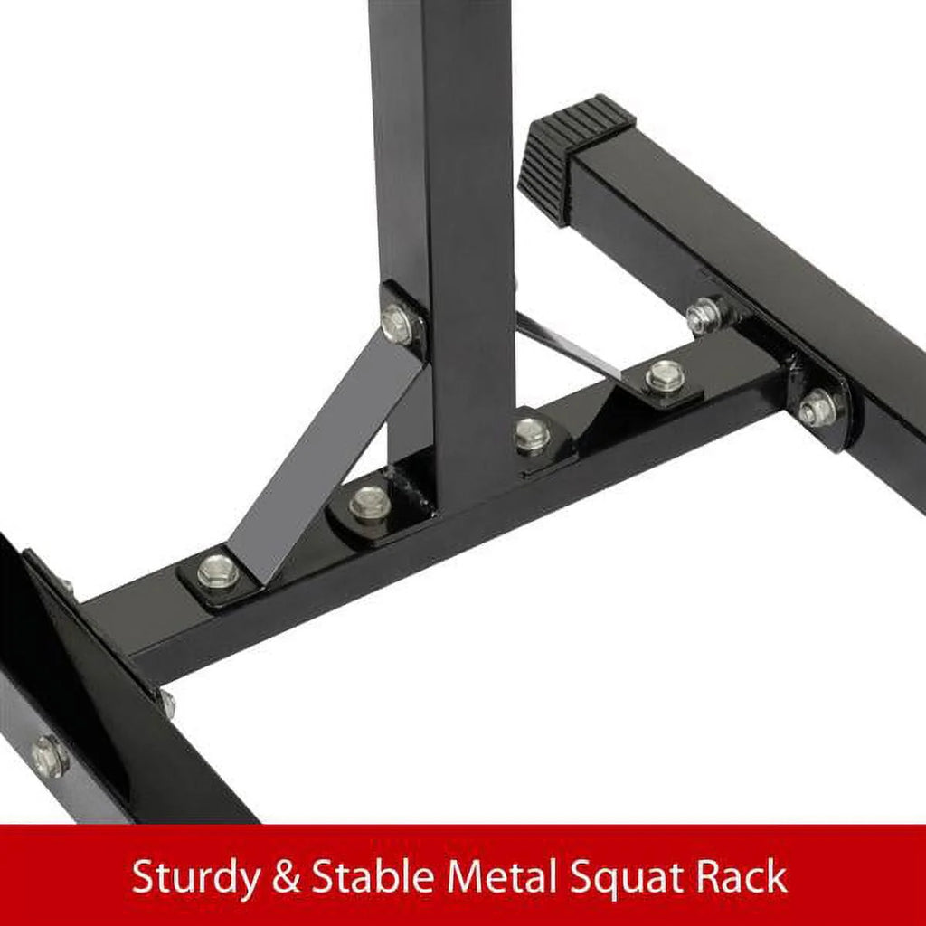 2 - Piece Adjustable Squat Stand Rack or Barbell Free Press Bench, Black