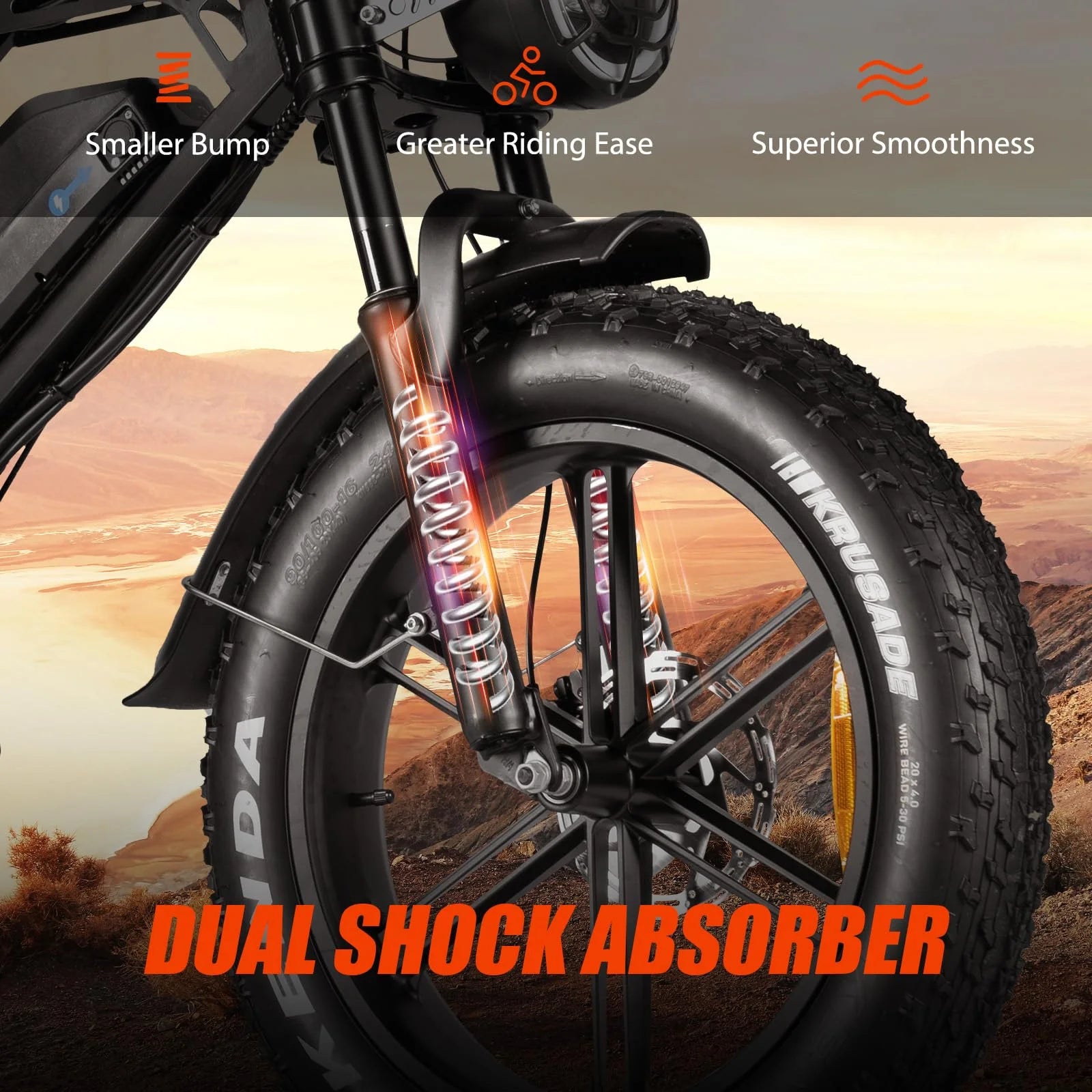 Tamobyke Electric Bike for Adults, Peak 1500W 28mph Mountain Ebike, 48V 15.6AH 20" Fat Tire Electric Bicycle Full Suspension UL2849