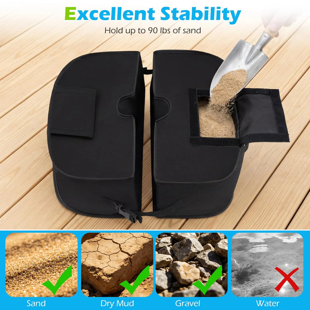 Tangkula 2-Pack 90 LBS Umbrella Base Heavy-Duty 900D Oxford Fillable Sandbags Weight