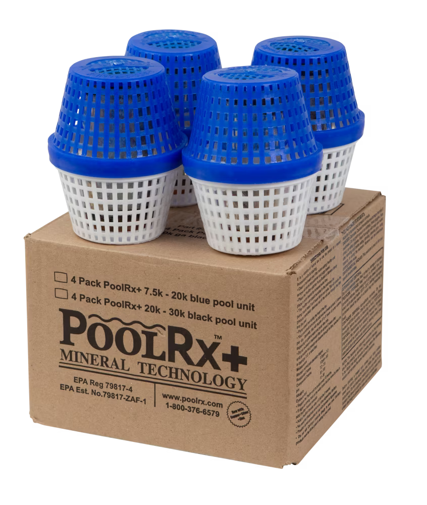 Poolrx Algaecide Mineral Unit Pool Chemicals, Blue, 4 Pack