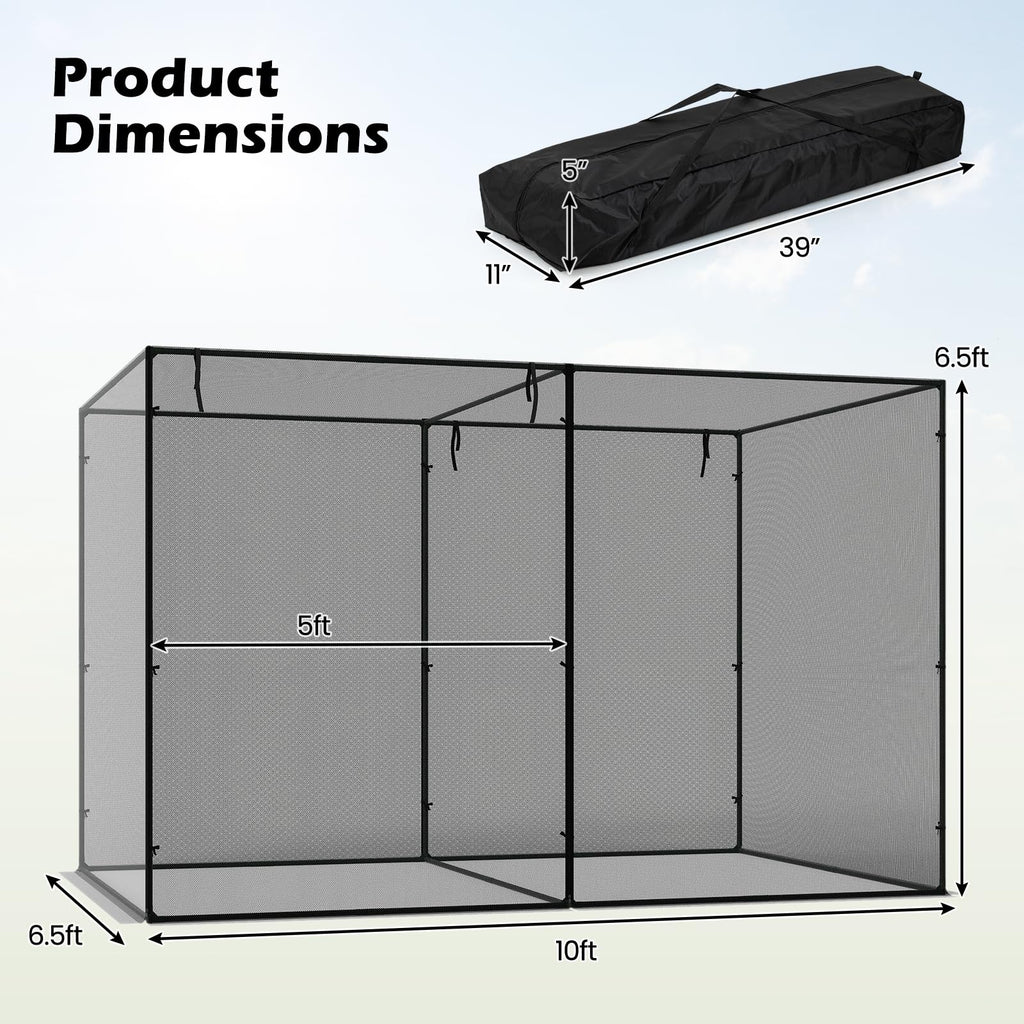 Tangkula 10x6.5x6.5 FT Crop Cage with Heavy Duty Metal Frame