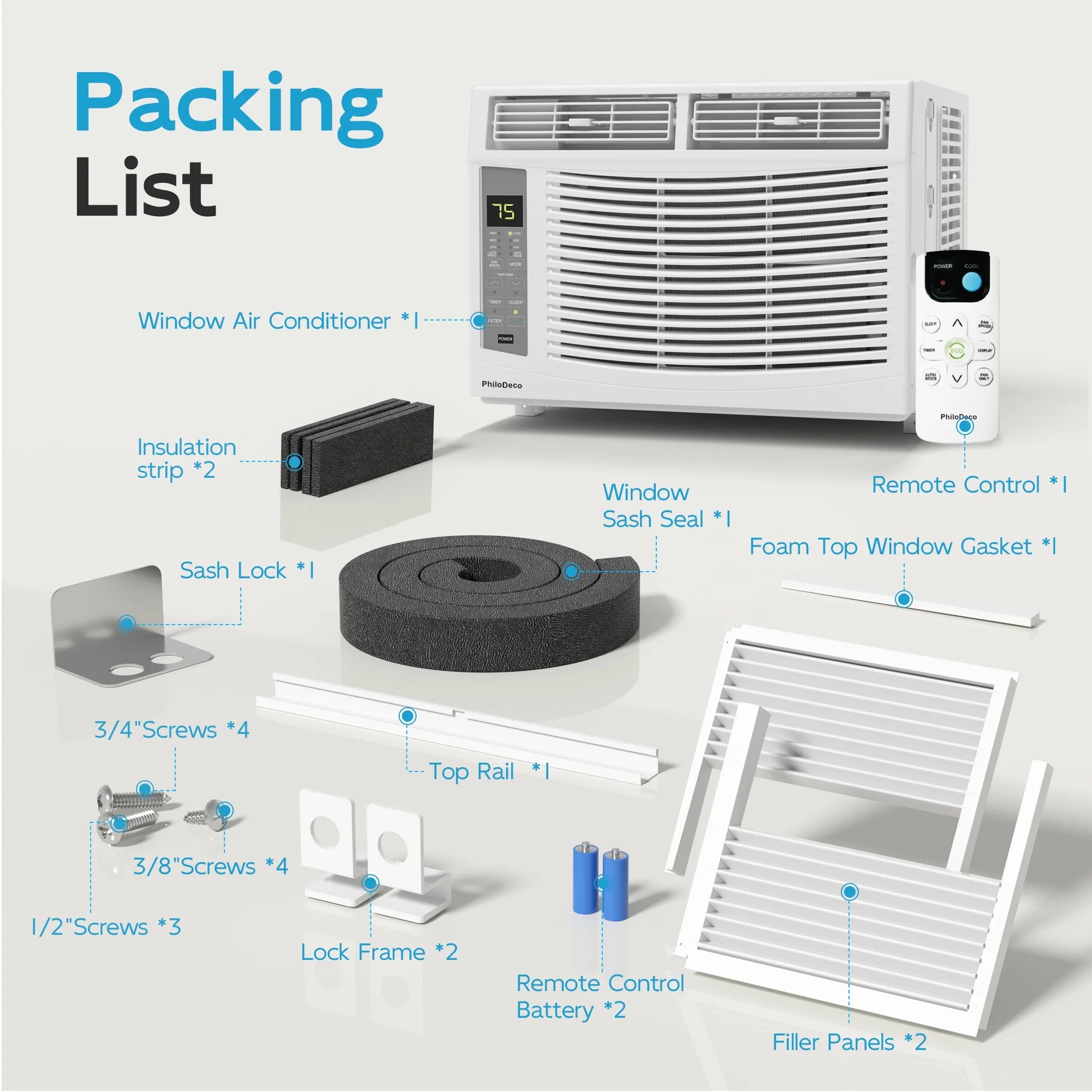 Window Air Conditioner 6000 BTU Cool to 250 Sq Ft Intelligent, LED, Remote Control, Easy to Clean Filter Screen, Can Be Used As a Dehumidifier/Fan, Operates Quietly, and Is Energy - Saving
