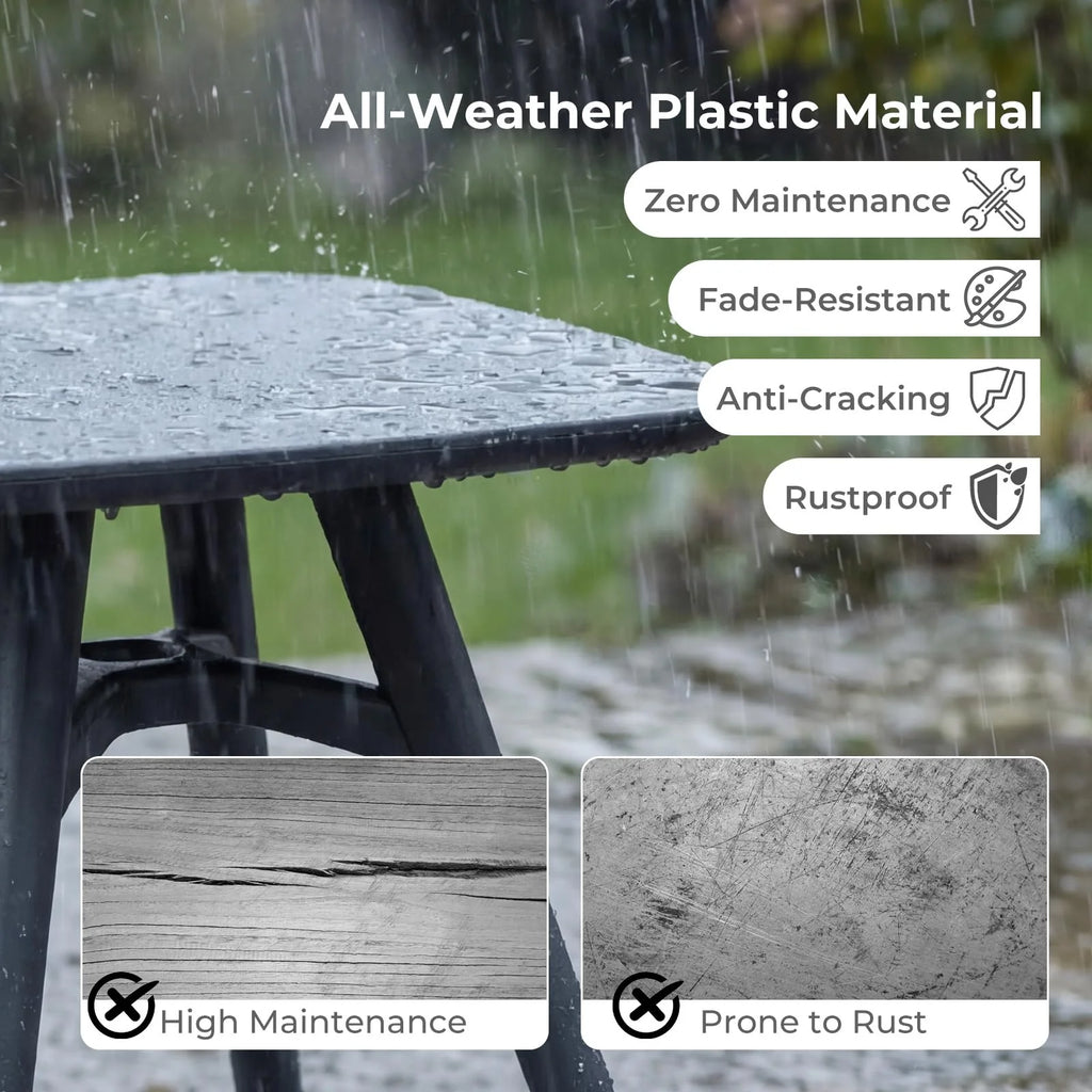 Tangkula 28" Square Outdoor Dining Table Small Compact Outside Furniture