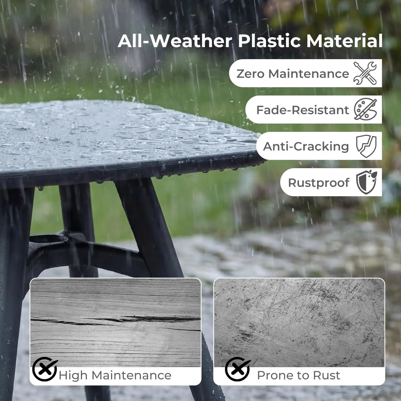 Tangkula 28" Square Outdoor Dining Table Small Compact Outside Furniture
