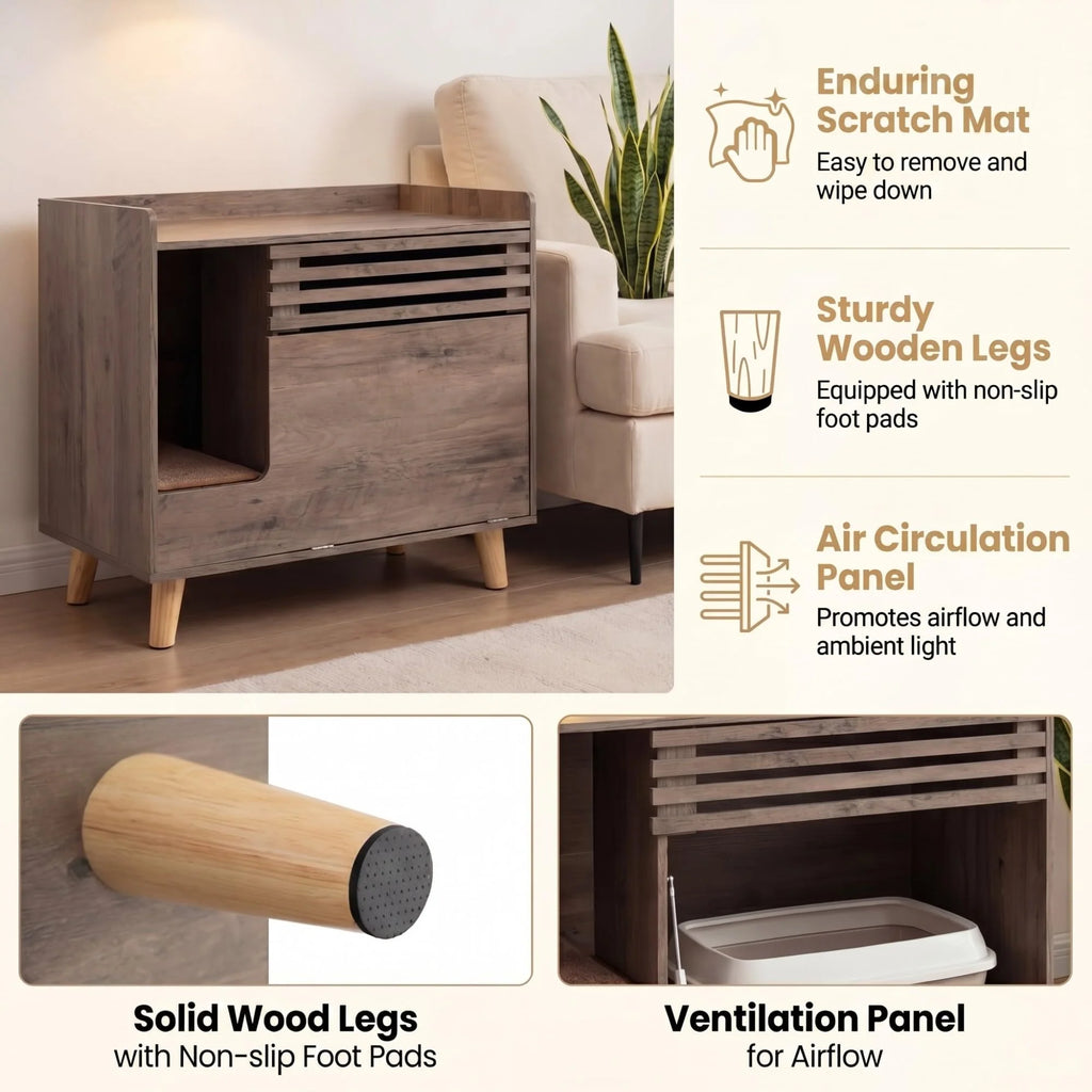 Tangkula Farmhouse Litter Box Enclosure