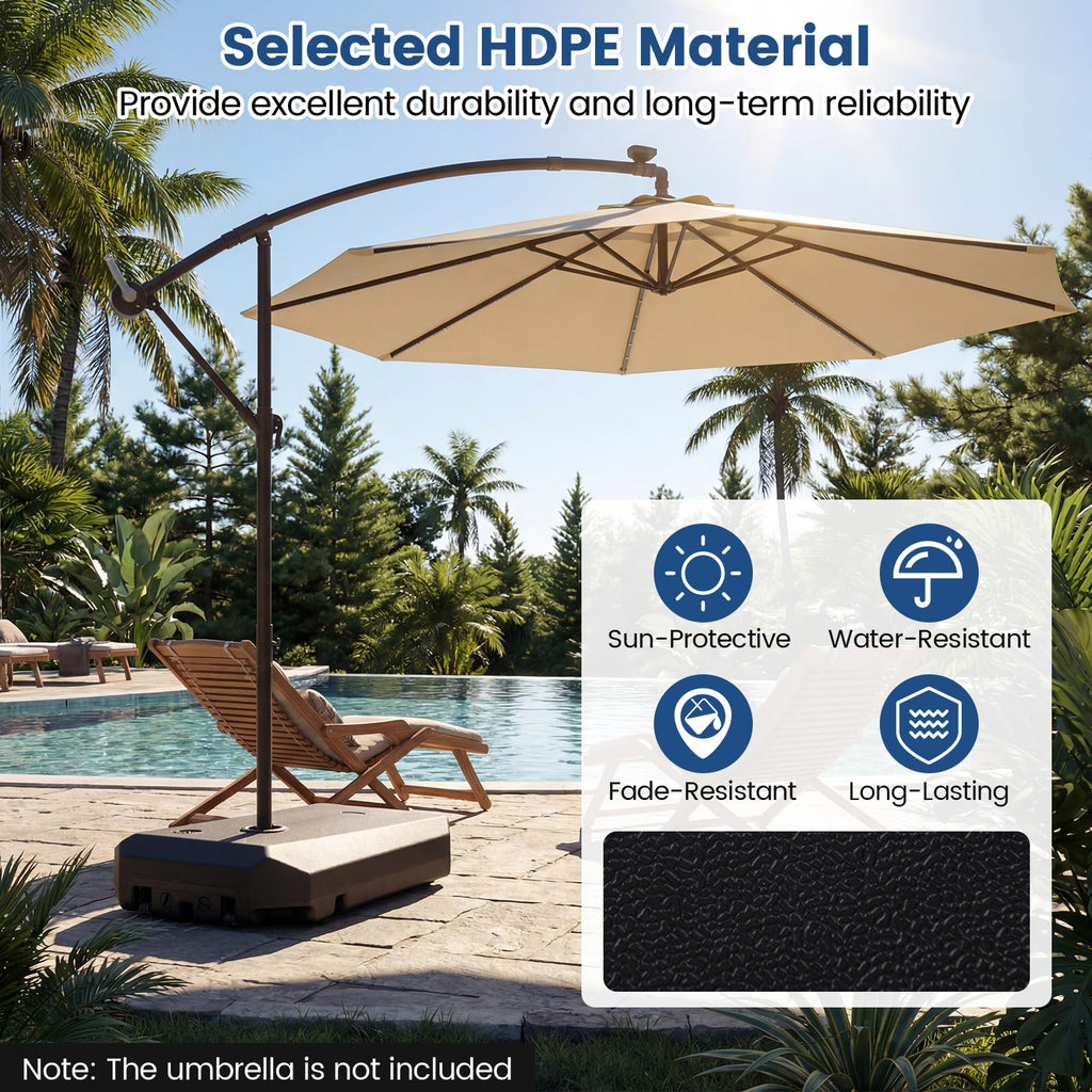 Tangkula 165 Lbs HDPE Offset Umbrella Stand with Crossbar