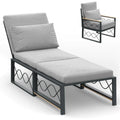 AECOJOY Outdoor Metal Chaise Lounge Chair, Convertible Patio Armchair with Cushions, Adjustable 5-Position Recliner