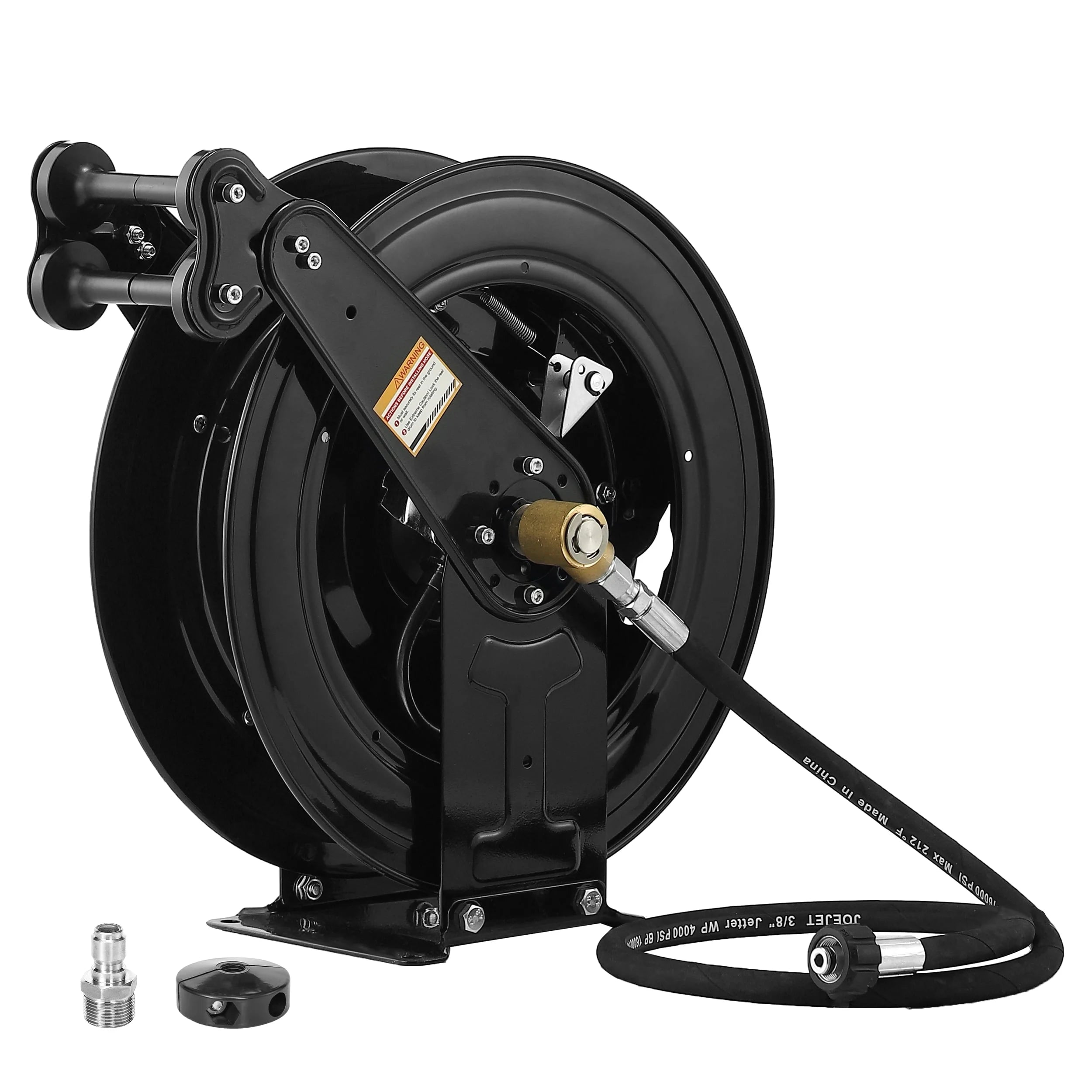 Auto - Retractable Pressure Washer Hose Reel, 50FT x 3/8" Heavy Duty Steel Power Washer Hose Reel Dual Arm, 4000 PSI