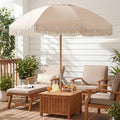 Tangkula 6 FT Tassel Market Table Umbrella with Push Button Tilt
