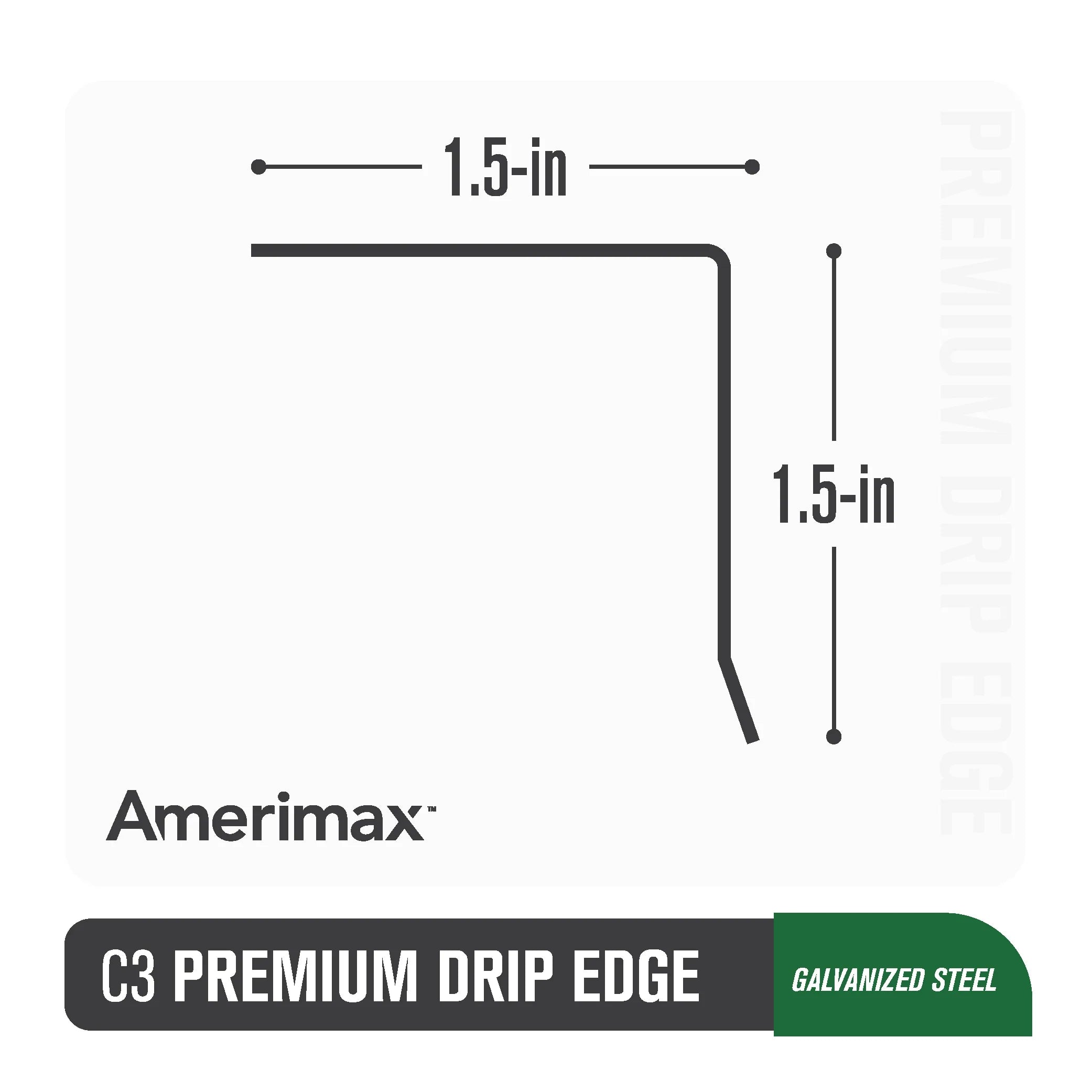 Amerimax C3 White Galvanized Steel Drip Edge Flashing, 28 Gauge, 1.5 in. x 1.5 in. x 10 ft.