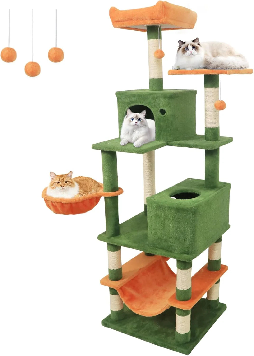 Tangkula 66 Inch Tall Cat Tree Multi-Level Cat Tower with Sisal Scratching Posts