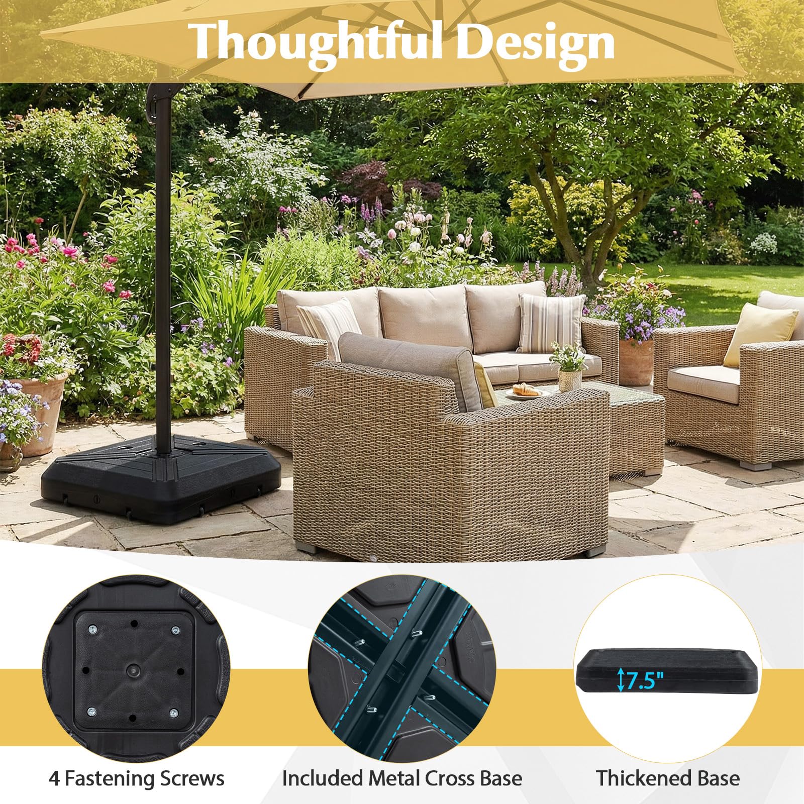 Tangkula 345 LBS Cantilever Umbrella Base with Wheels