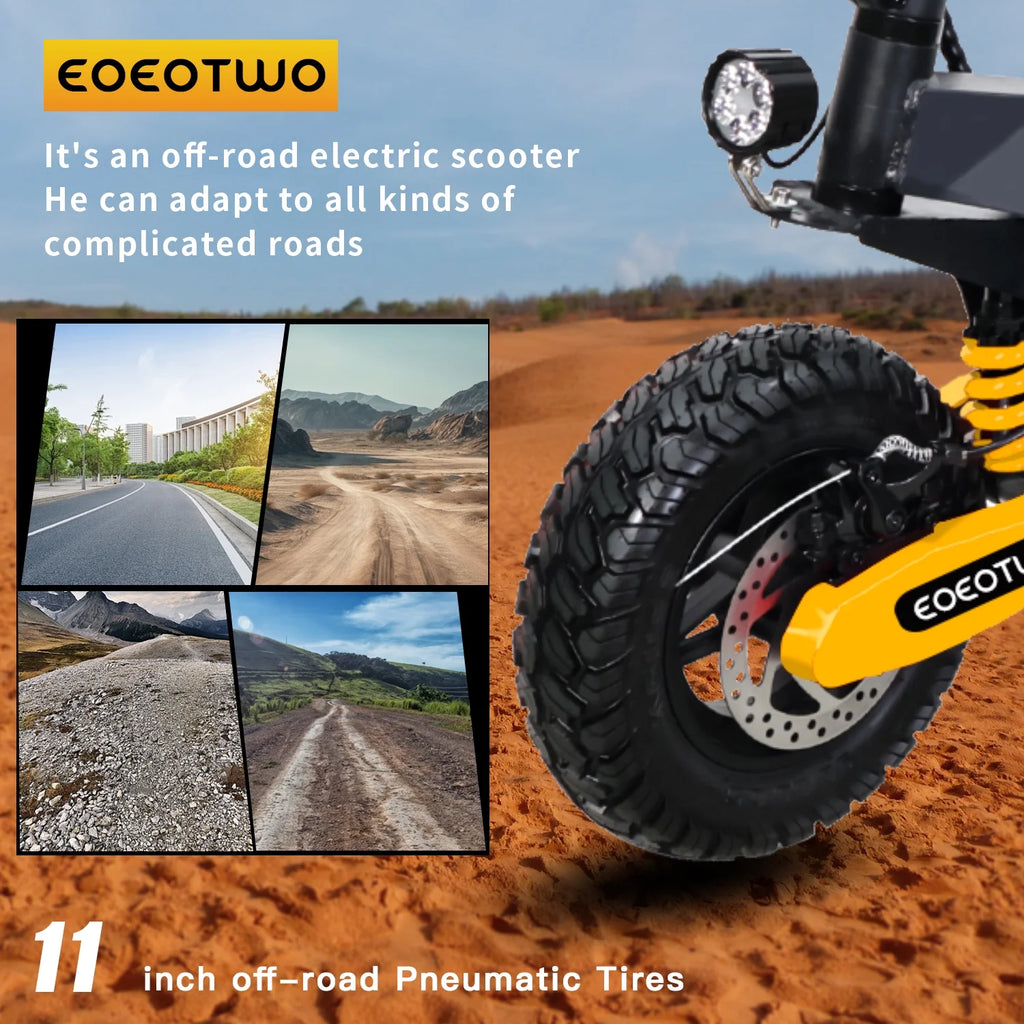 Off Road Electric Scooter for Adults, 1200W Motor Fast E Scooter, up to 28MPH Top Speed & 20miles Long Range, 11" Off - Road Tires, 330 lb MAX Load, Foldable
