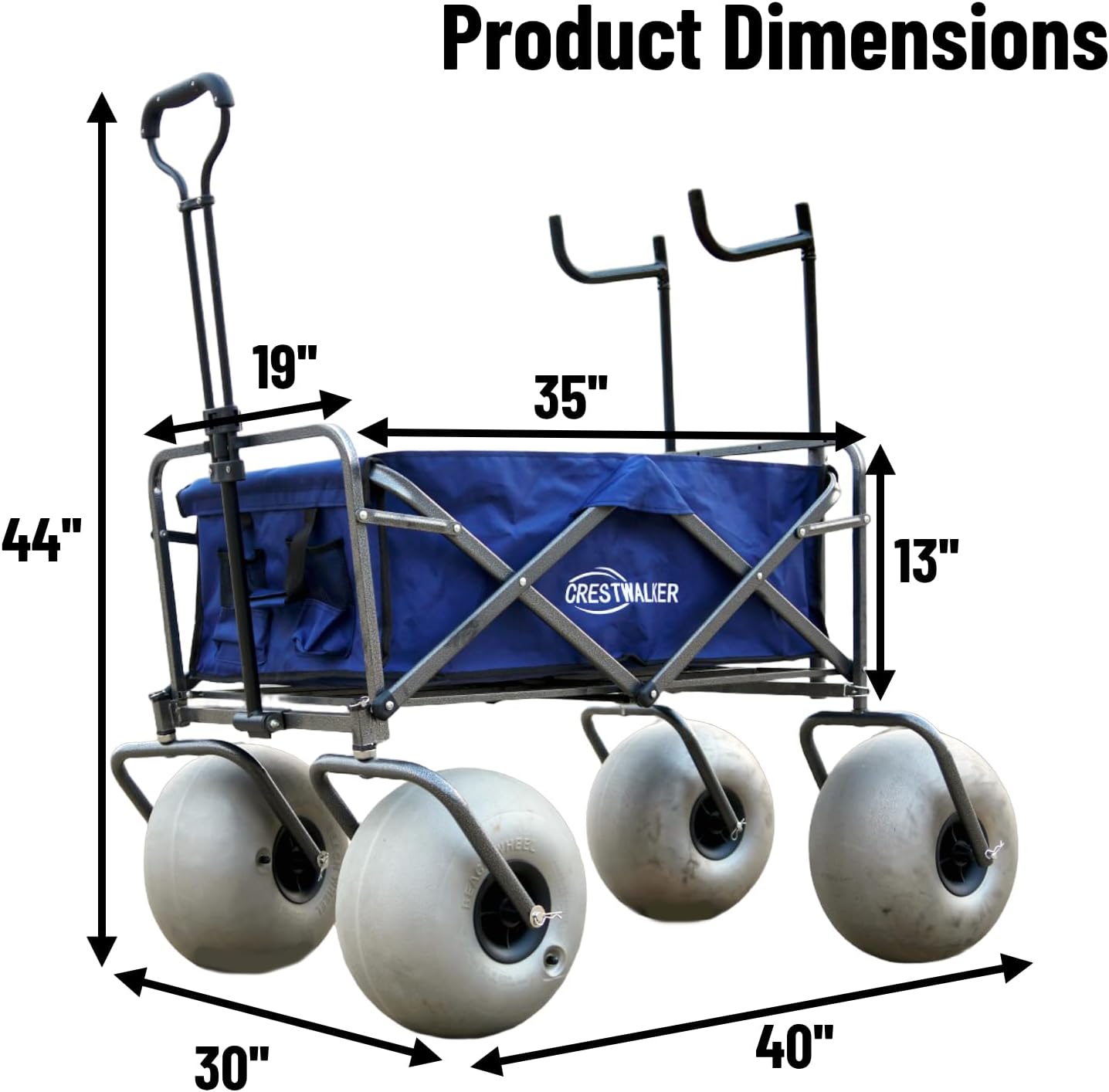Beach Cart with 13" Balloon Wheels, Chair Racks & Pump Included