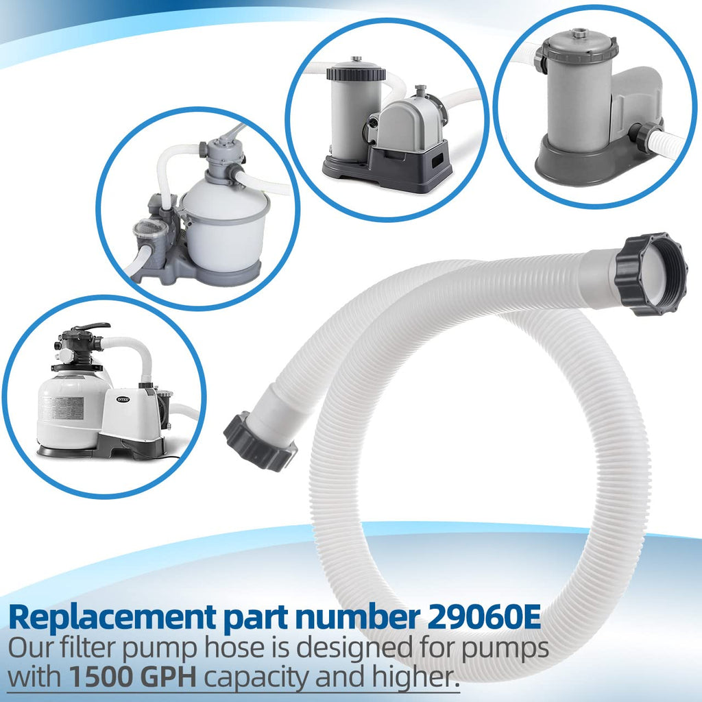 1.5" Pool Pump Hose for Intex Sand Filter Pumps & Saltwater Systems, 29060E Pool Filter Hose for Intex & Coleman Above Ground Pools Parts- 59" Long replacement hoses (Set of 2)