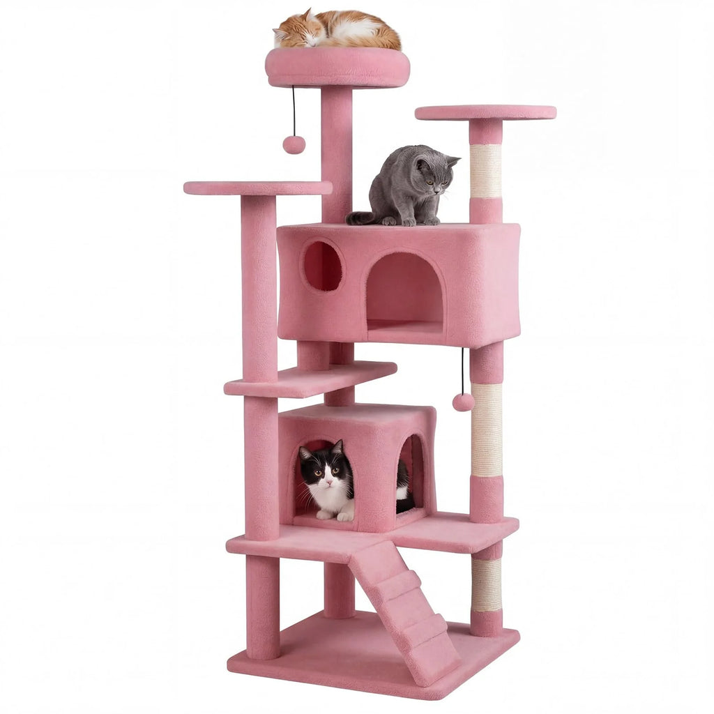 Tangkula 52" Tall Cat Tower with Cushioned Top Perch