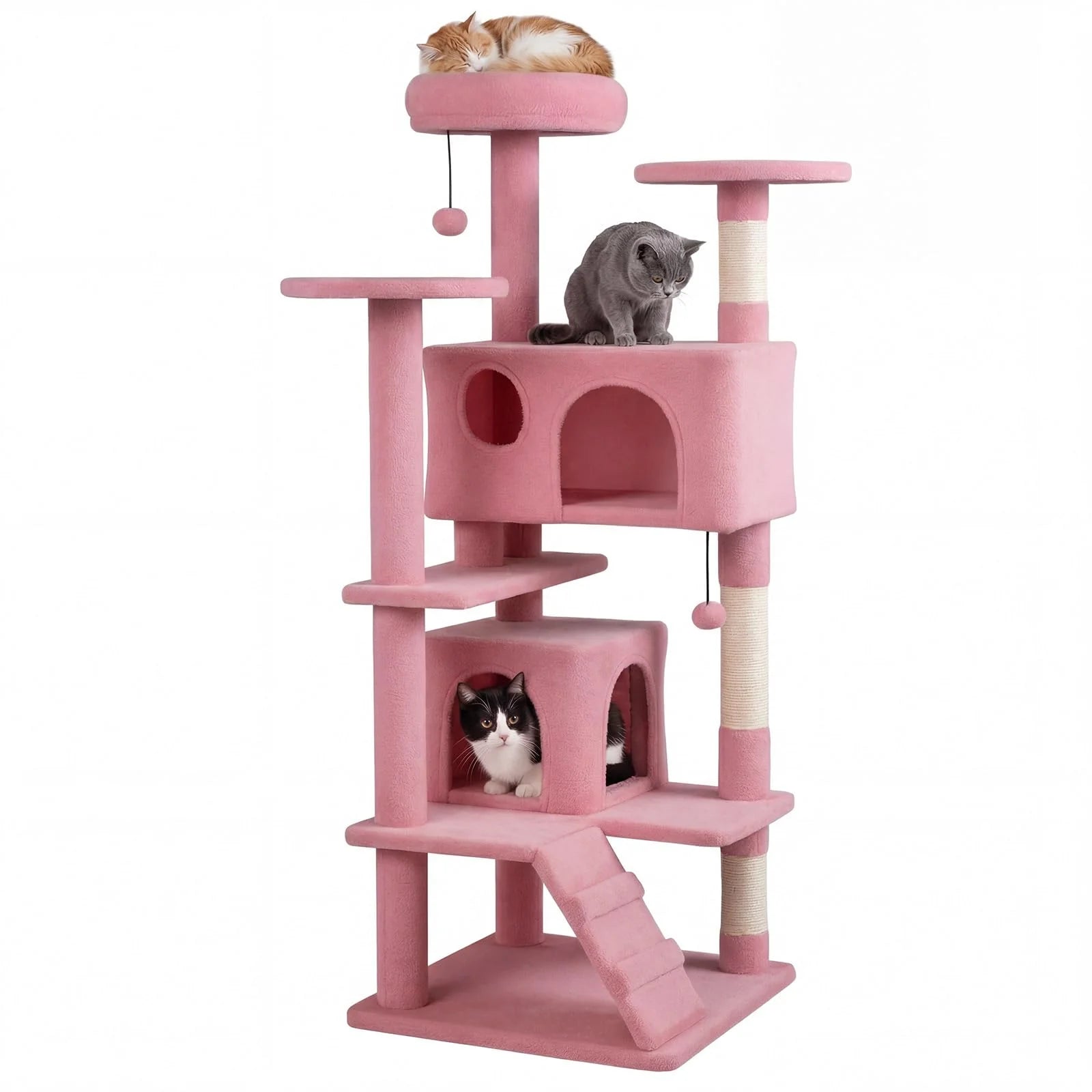 Tangkula 52" Tall Cat Tower with Cushioned Top Perch