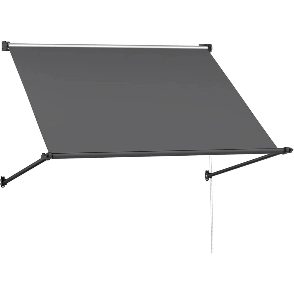 AECOJOY Retractable Awning, 65"x80" Manual Outdoor Awnings for Door Entrance, Sun Shade Canopy