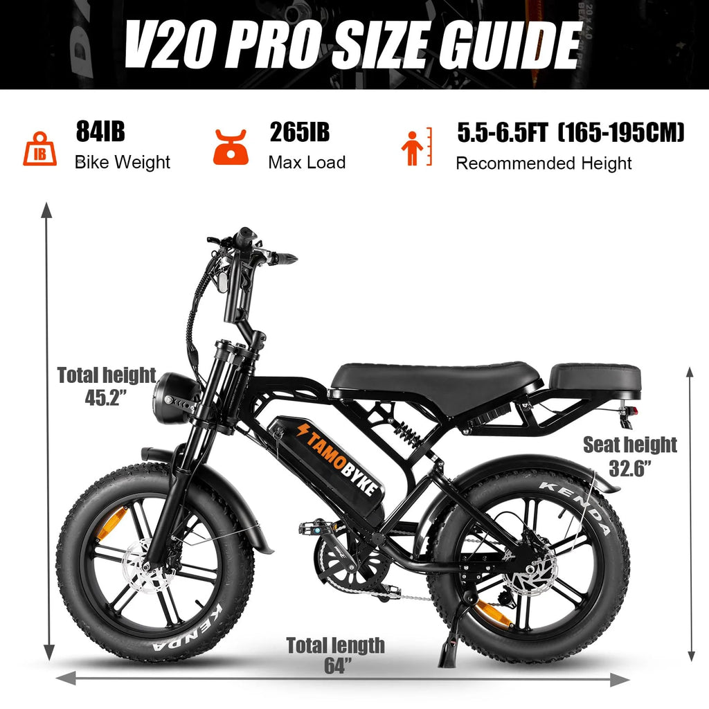 Tamobyke Electric Bike for Adults, Peak 1500W 28mph Mountain Ebike, 48V 15.6AH 20" Fat Tire Electric Bicycle Full Suspension UL2849