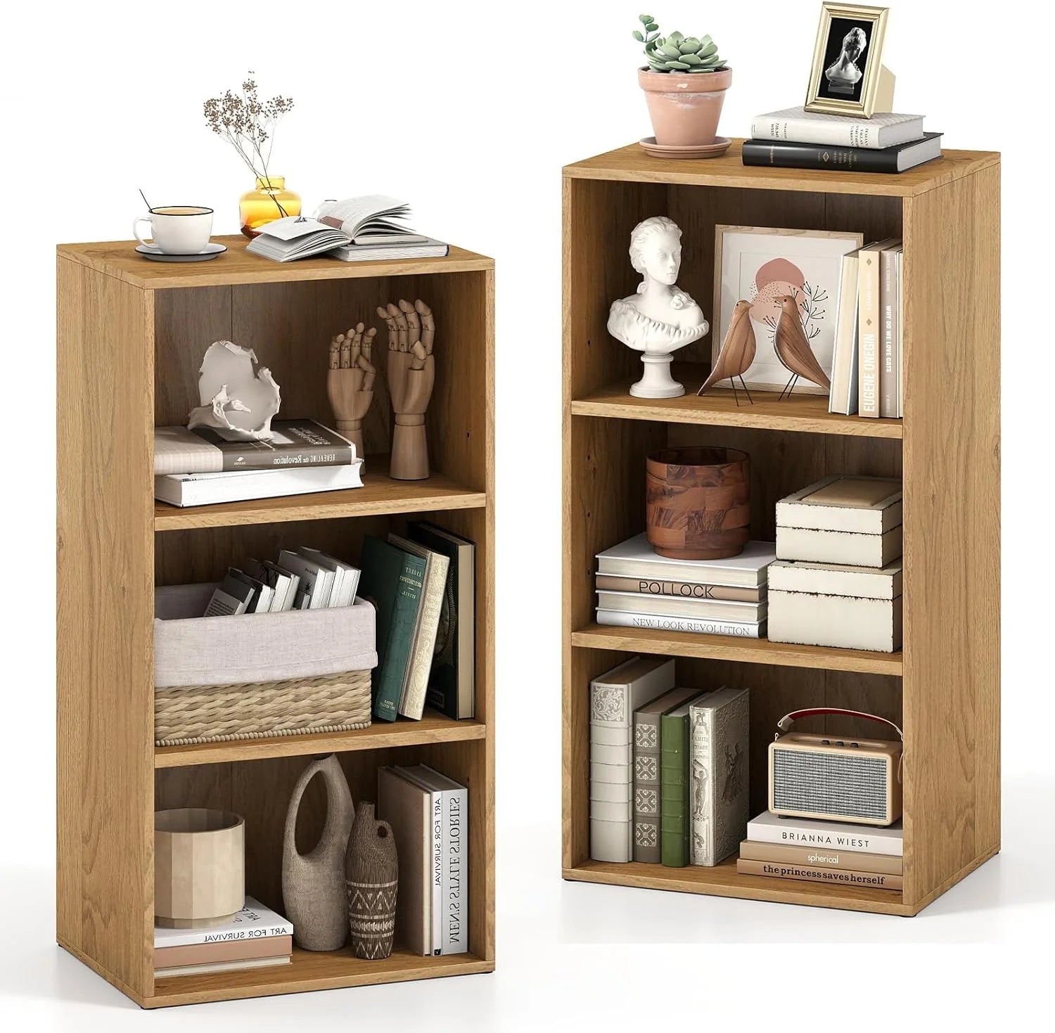 Tangkula 3-Cube Bookcase Floor Standing Open Bookshelf w/7-Position Adjustable Shelf