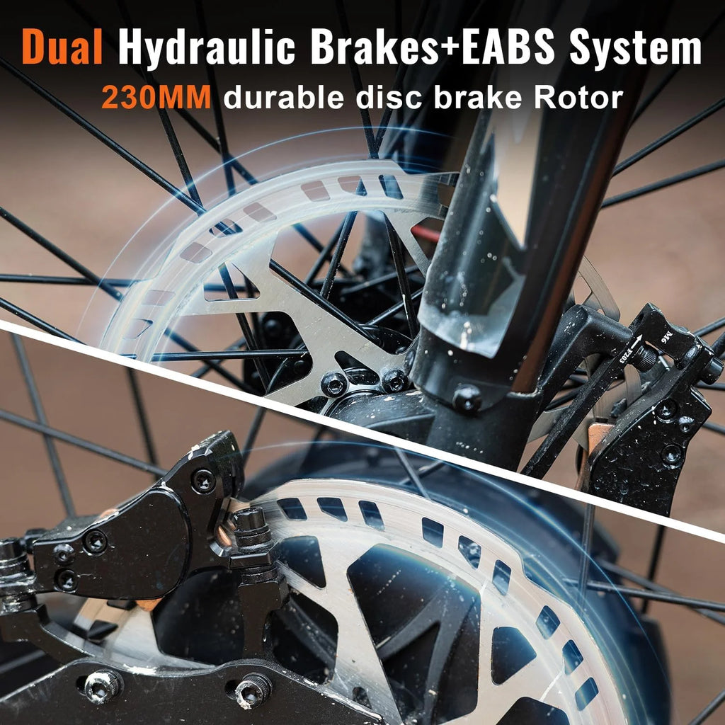 2000W Electric Dirt Bike for Adults Ridingtimes GT73 UL2849, Brushless Hub Motor, 18.2ah*2 Electric Bike with 25" Tires Digital Screen Carbon Steel, Black